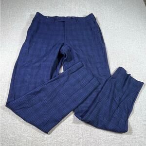 Bar III Men’s 34x32 Blue Slim Fit Flat Front Unhemmed Dress Pants Trousers Suit